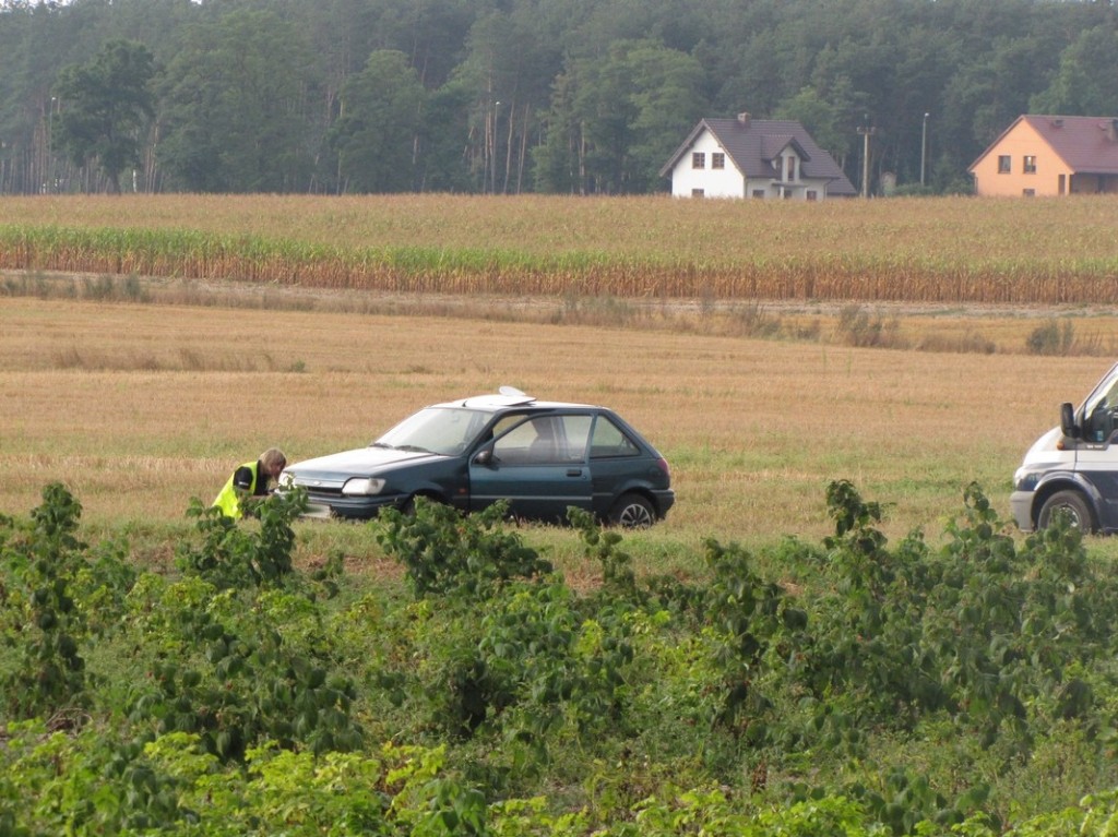 Żabia Wola: Auto wypadło z drogi. Jedna osoba trafiła do szpitala