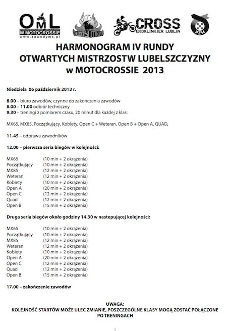 Majdanek: IV runda Otwartych Mistrzostw Lubelszczyzny 2013 już 6 października !
