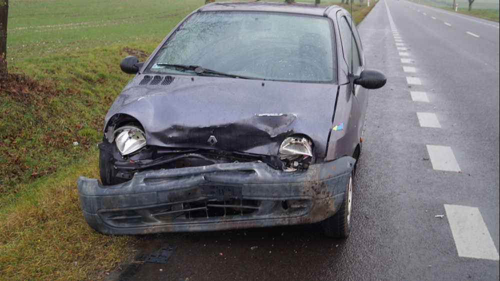 Samochód zderzył się z dzikiem. Auto zostało, dzik zaginął