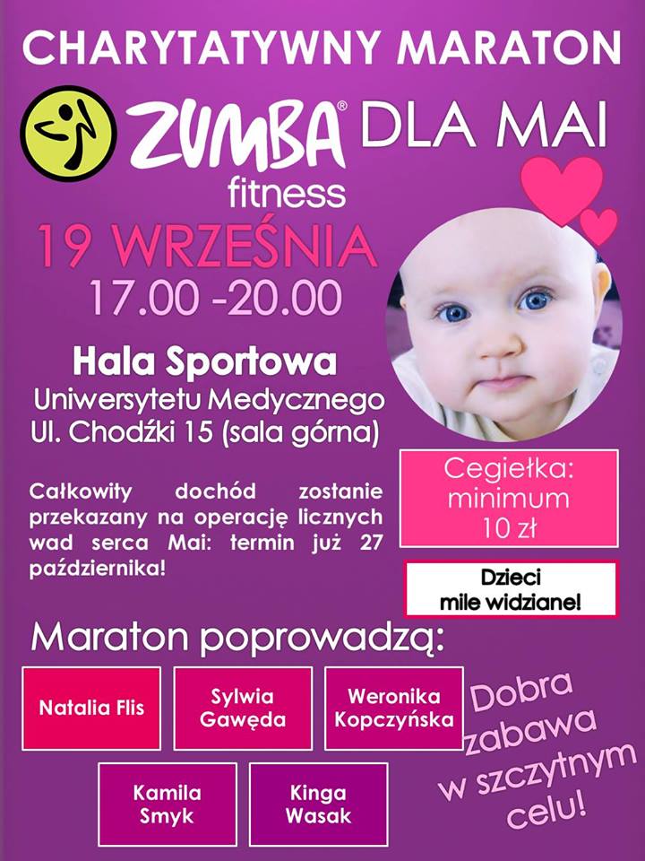 Pomóż małej Mai z Lublina. Przyjdź na Charytatywny Maraton Zumba Fitness