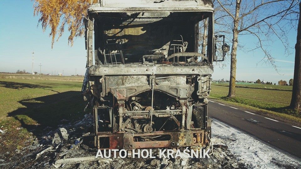 Polichna: Pożar ciężarówki na DK 19