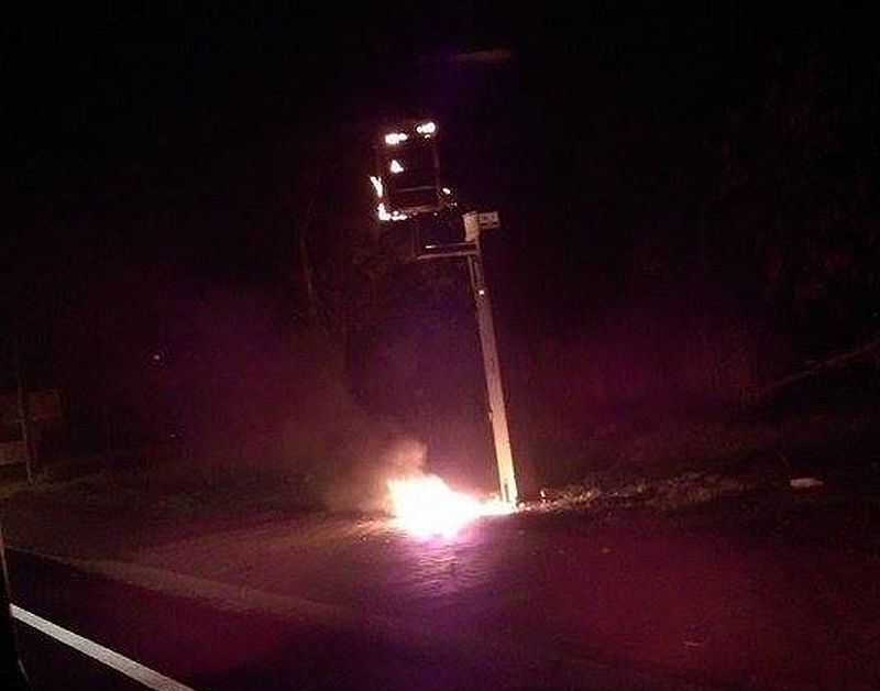 Łuszczów: W nocy podpalono fotoradar. Zemsta za mandat?