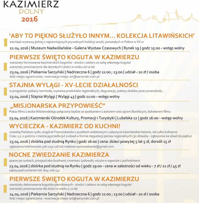 Kazimierz Dolny: W ten weekend Pierwsze Święto Koguta