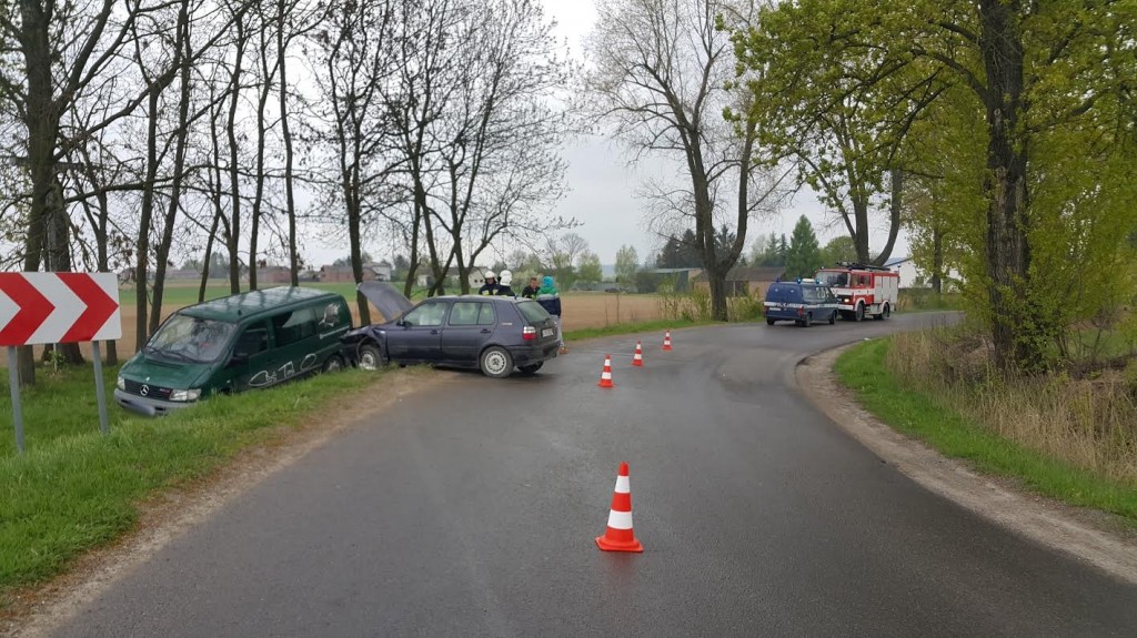 Wilczopole: Zderzenie dwóch aut na łuku drogi. Jedna osoba trafiła do szpitala