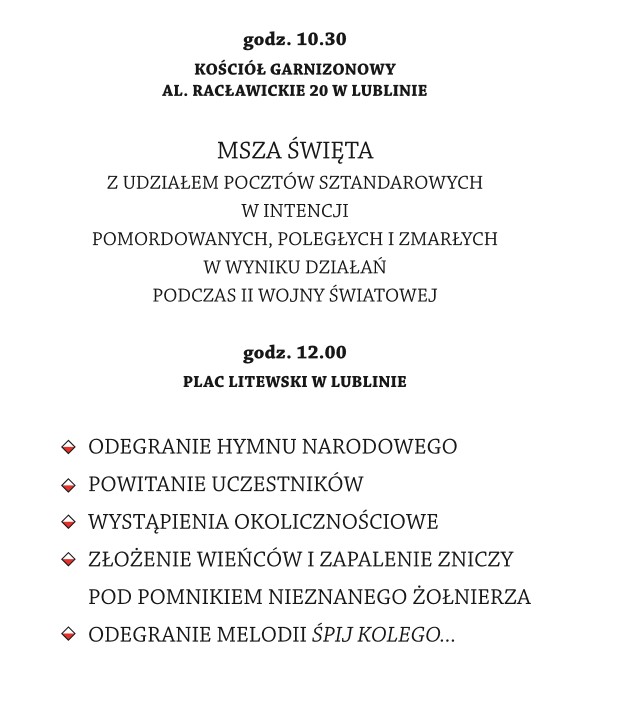 Lublin: Obchody 71. rocznicy zakończenia II Wojny Światowej w Europie (zobacz program)