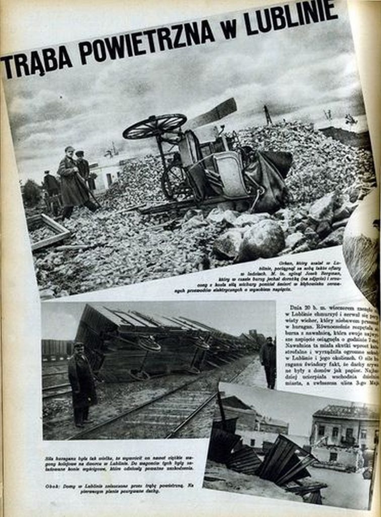 Wiatr porywał wagony i autobusy. Najsilniejsze w historii Polski tornado przeszło 85 lat temu przez Lublin