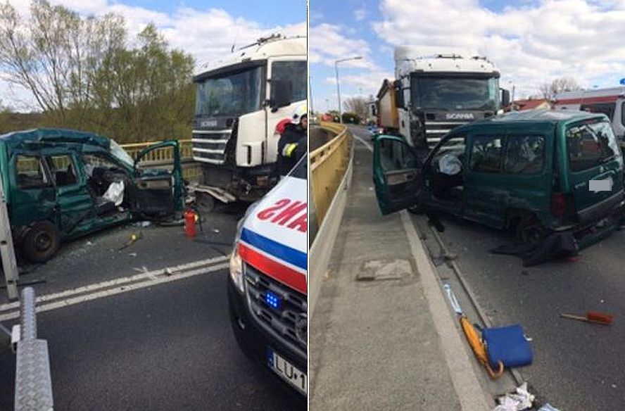 Groźny wypadek na moście w Łęcznej. Trasa Lublin Włodawa