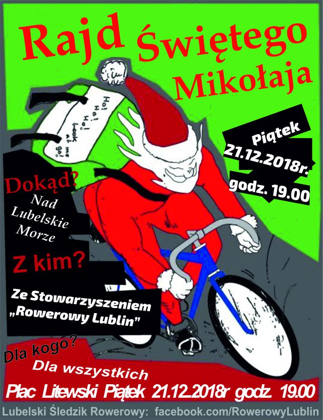 Jutro odbędzie się „Rajd Świętego Mikołaja”, czyli przedświąteczne spotkanie lubelskich cyklistów
