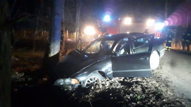 BMW uderzyło w drzewo. Kierowca twierdził, że nie znał drogi (zdjęcia)