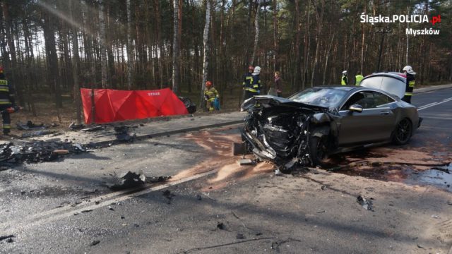 Kierowca BMW wyprzedzał na łuku drogi, zderzył się z mercedesem. Dwie osoby nie żyją (zdjęcia)