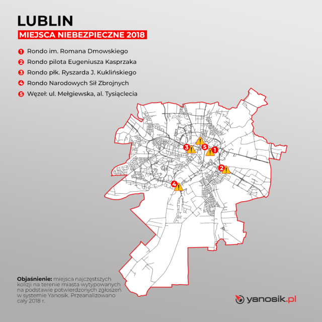 Gdzie w Lublinie dochodzi do największej liczby wypadków? Sprawdź!