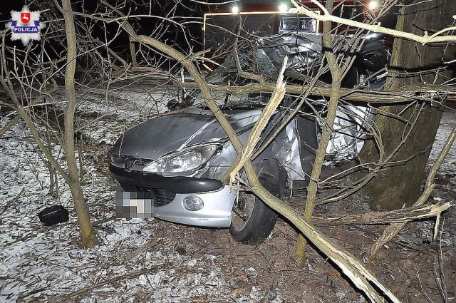 Peugeot uderzył w drzewo, 27-latek zginął na miejscu (zdjęcia)