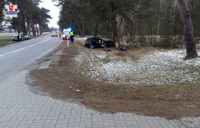 BMW uderzyło w drzewo, nie żyje pasażer. Kierowca nietrzeźwy (zdjęcia)