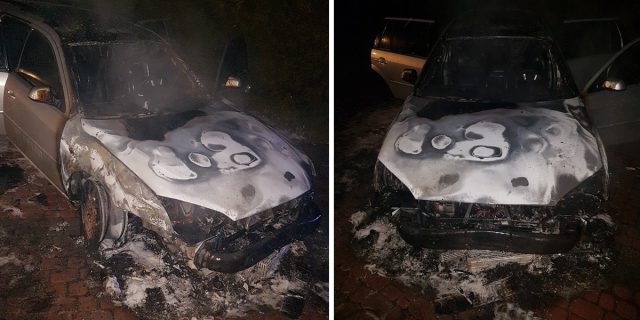 Nocny pożar auta w Jakubowicach Konińskich
