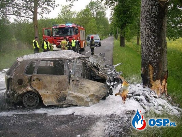 Volkswagen uderzył w drzewo. 21-latka spłonęła w aucie (zdjęcia)