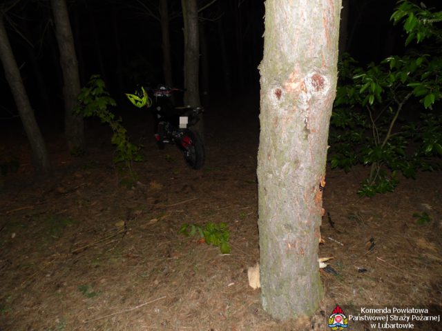 Uderzył motocyklem w drzewo. Z licznymi obrażeniami ciała trafił do szpitala (zdjęcia)