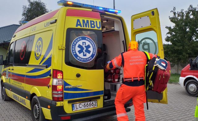 Wypadek na budowie, interweniował śmigłowiec Lotniczego Pogotowia Ratunkowego (zdjęcia)