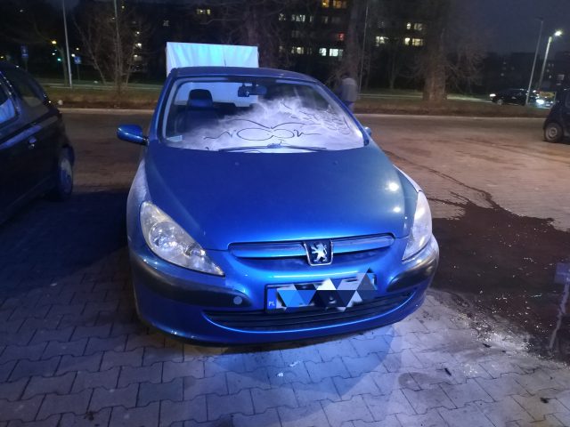 Pożar peugeota na parkingu przed Lidlem. Ogień został w porę ugaszony (zdjęcia)