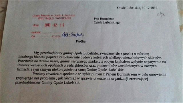 Przedsiębiorcy piszą do burmistrza Opola Lubelskiego. „Zwracamy się z prośbą o ochronę lokalnego biznesu”