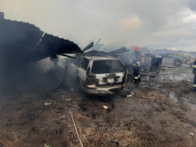 Zapalił się samochód, spłonął budynek ze zwierzętami. Koni nie udało się uratować (zdjęcia)