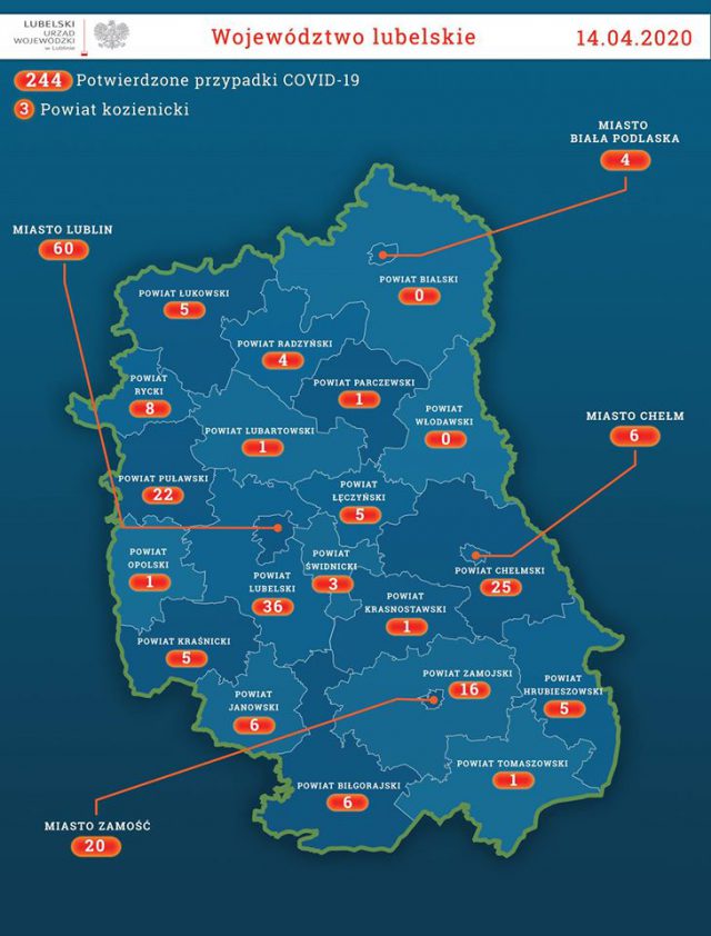Sytuacja epidemiologiczna w województwie lubelskim wywołana przez koronawirusa