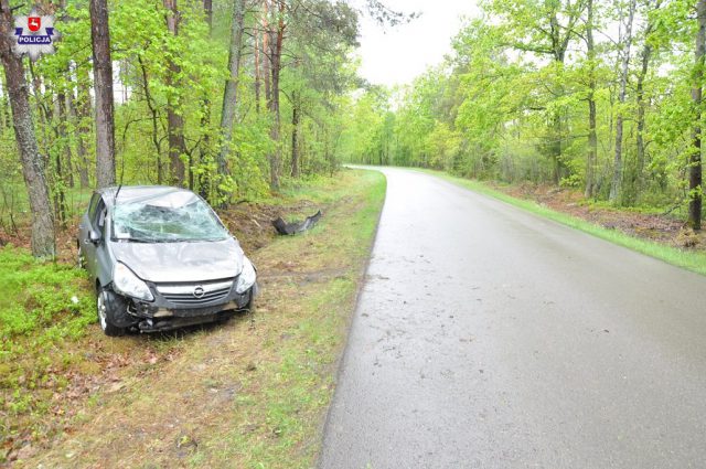 Na łuku wypadła z drogi, opel uderzył w drzewo. Kierująca trafiła do szpitala (zdjęcia)