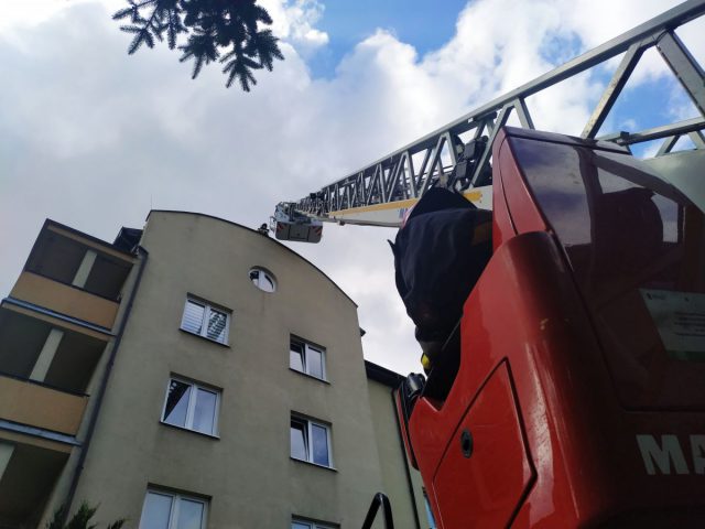 W jednym z lubelskich bloków zapalił się dach. Wcześnie prowadzono tam prace remontowe (zdjęcia, wideo)