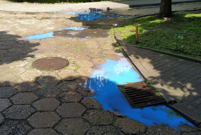 Błękitny deszcz w Lublinie? Na osiedlu malowano kopertę dla niepełnosprawnych (zdjęcia, wideo)