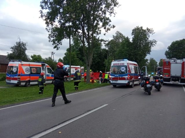 Groźny wypadek na trasie Kraśnik – Annopol. Jest kilka osób rannych, trwa akcja ratunkowa (zdjęcia)