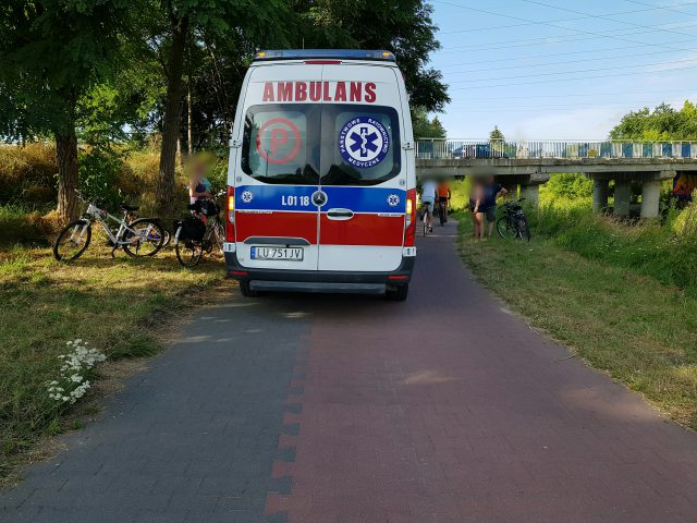 Wypadek na ścieżce rowerowej w Lublinie (zdjęcia)