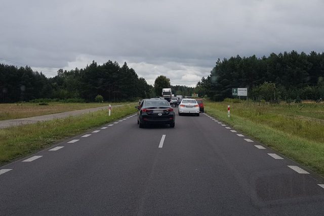 Audi wpadło do rowu i dachowało. Utrudnienia w ruchu na trasie Lublin – Biłgoraj (zdjęcia)