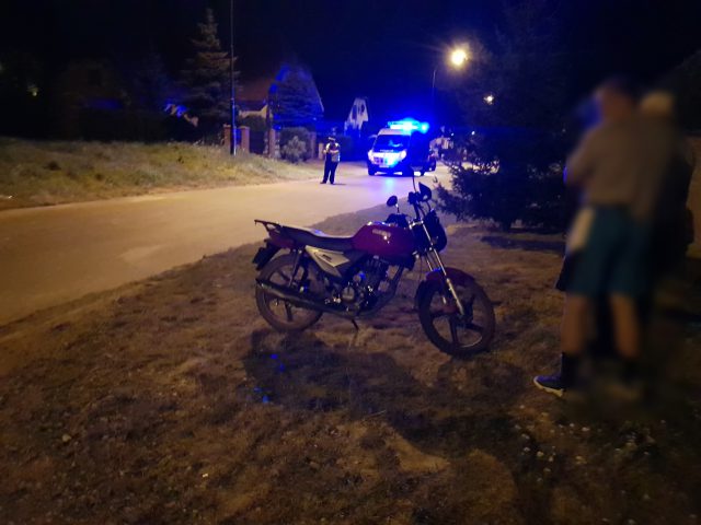 Na ulicę wybiegł pies, motocyklista przewrócił się. Mężczyzna trafił do szpitala (zdjęcia)