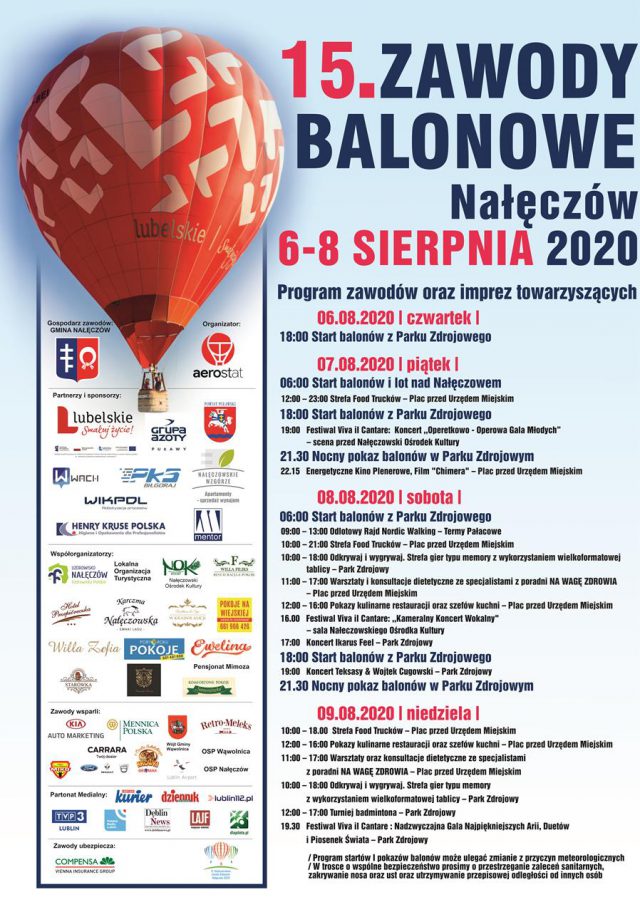 Dzisiaj  rozpoczynają się 15. Zawody Balonowe Nałęczów 2020 (PROGRAM IMPREZY)