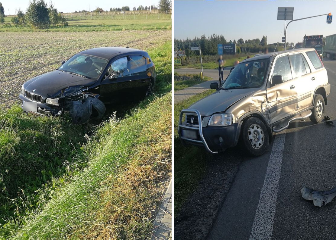 Zderzenie trzech aut na trasie Lublin Lubartów. Na