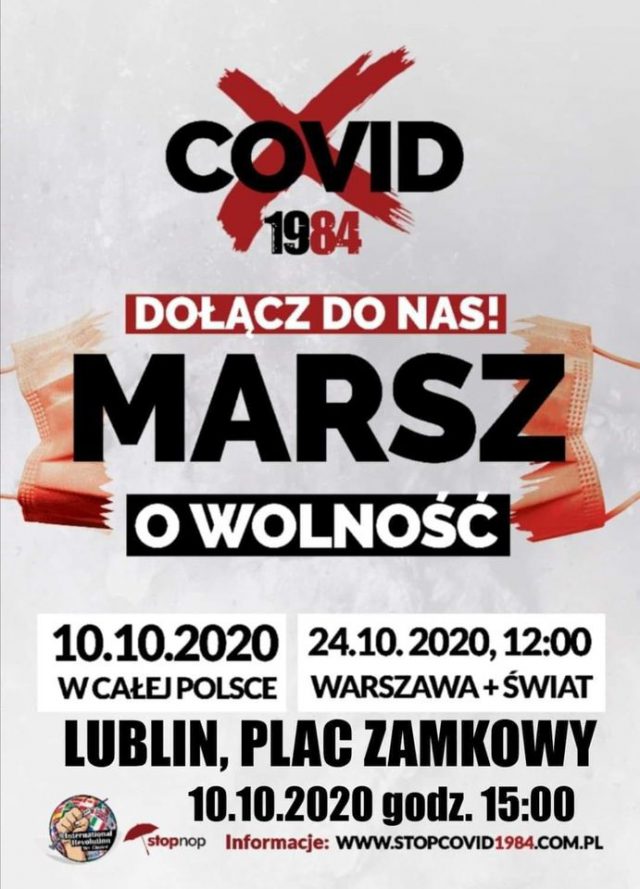 W Lublinie odbędzie się „Marsz o Wolność” pod hasłem „Żądamy zakończenia plandemii!”