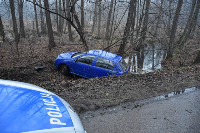 Na zakręcie skoda wypadła z drogi. Zatrzymała się w rowie (zdjęcia)