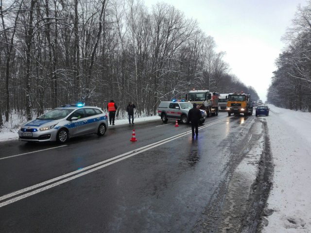 Groźny wypadek na trasie Lublin – Zamość. Trwa akcja ratunkowa po zderzeniu dwóch ciężarówek (zdjęcia)