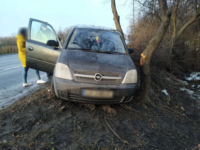 Opel uderzył w drzewo, kierująca trafiła do szpitala (zdjęcia)