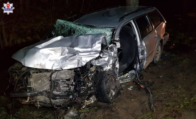 Tragiczny wypadek w Sylwestrowy wieczór. Nie żyje 20-latek kierujący audi (zdjęcia)