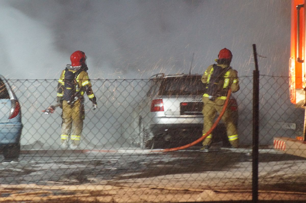 Zapalił się samochód, niebawem płonęły kolejne auta i budynek warsztatu. Trwa akcja gaśnicza (zdjęcia, wideo)