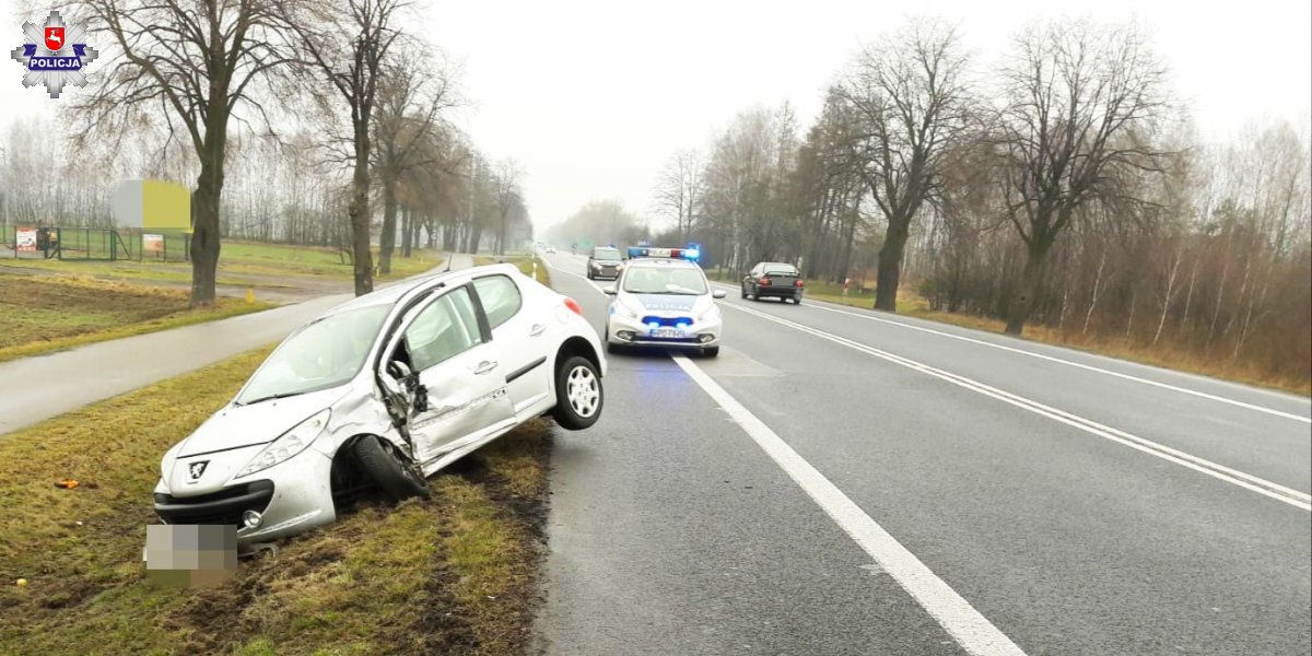 Częściowo zablokowana droga krajowa nr 19 po wypadku na trasie Lubartów – Kock (zdjęcia)