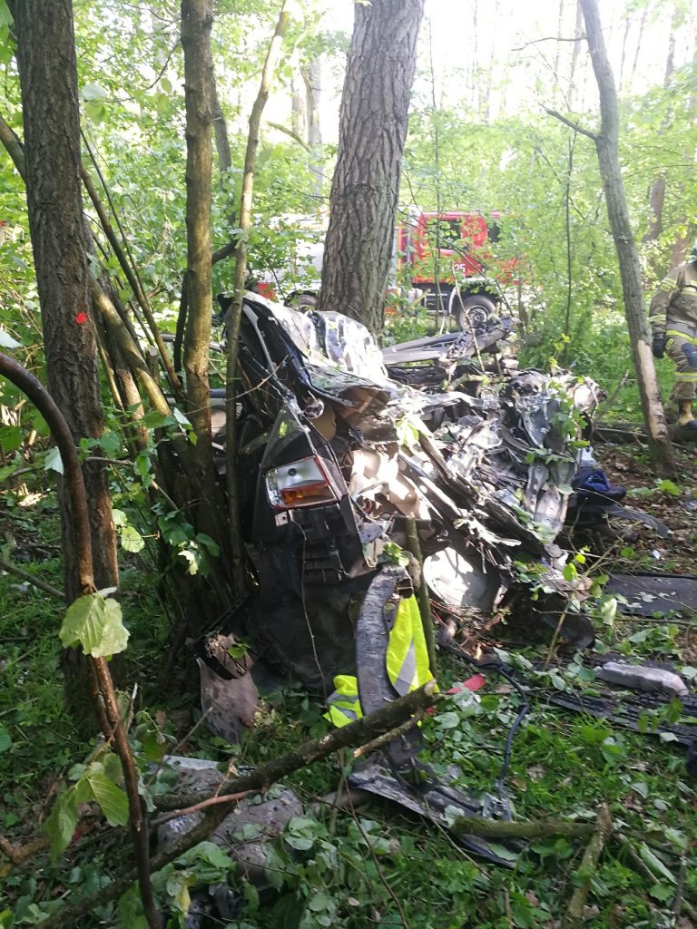 Pojazd uderzył w drzewo, kierowca zginął na miejscu (zdjęcia)