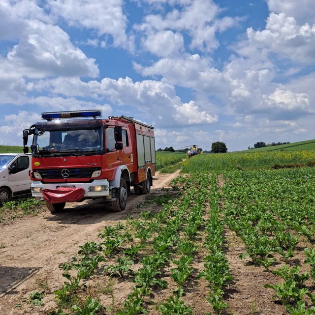 Wypadek podczas prac przy wyrębie drzewa. Ciągnik rolniczy przejechał po mężczyźnie (zdjęcia)