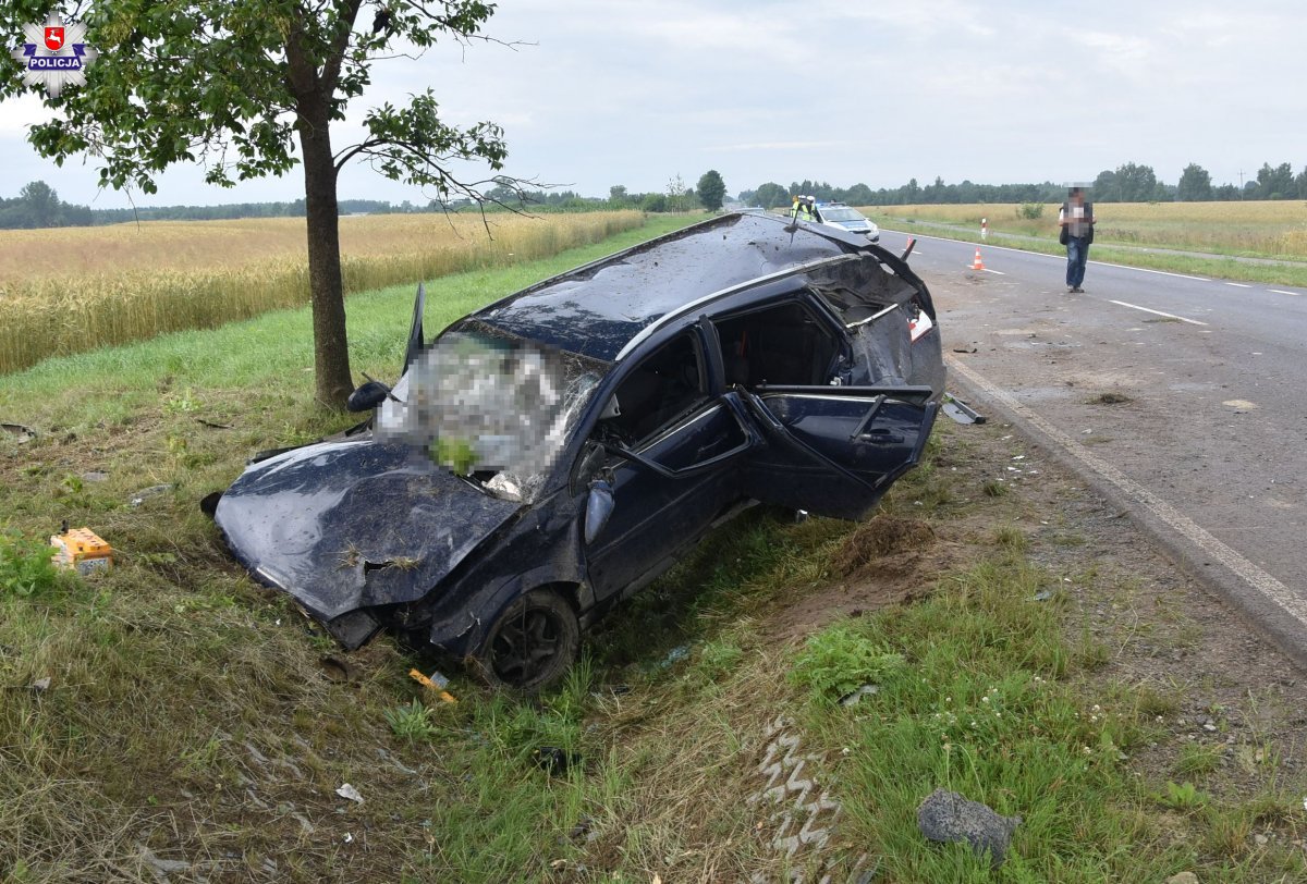 Tragiczny wypadek na drodze wojewódzkiej. Opel uderzył w drzewo, kierowca nie żyje (zdjęcia)