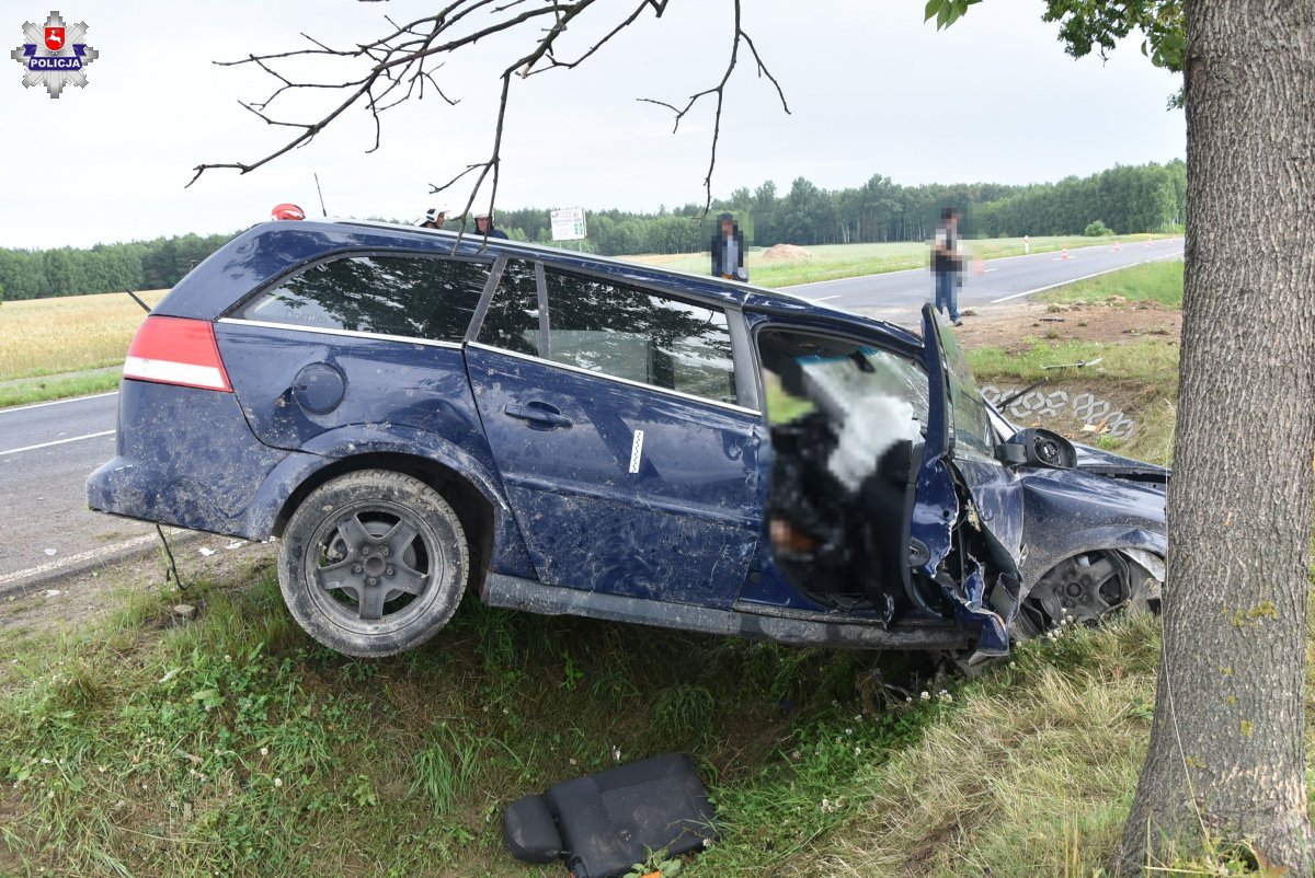 Tragiczny wypadek na drodze wojewódzkiej. Opel uderzył w drzewo, kierowca nie żyje (zdjęcia)