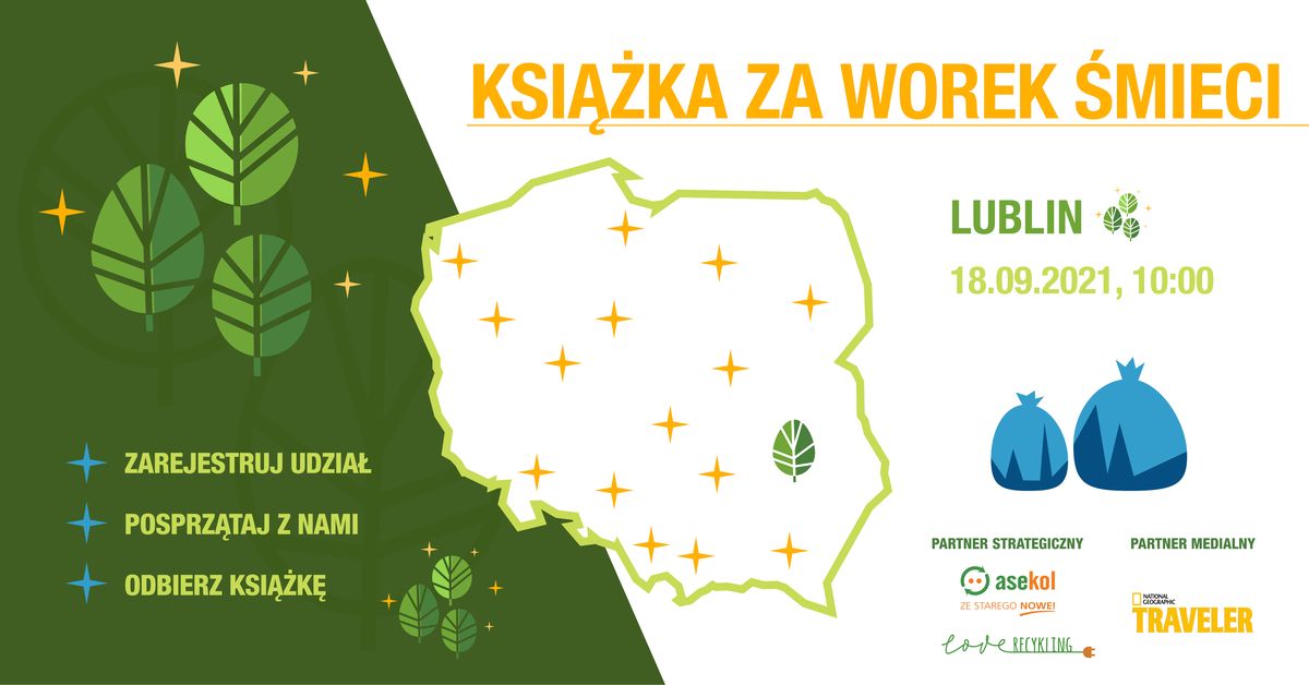 W Lublinie odbędzie się wyjątkowa akcja. Uczestnicy wspólnego sprzątania terenów zielonych otrzymają książki