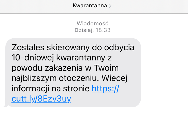 Pod żadnym pozorem nie klikaj w link w SMS-ie z informacją o kwarantannie!