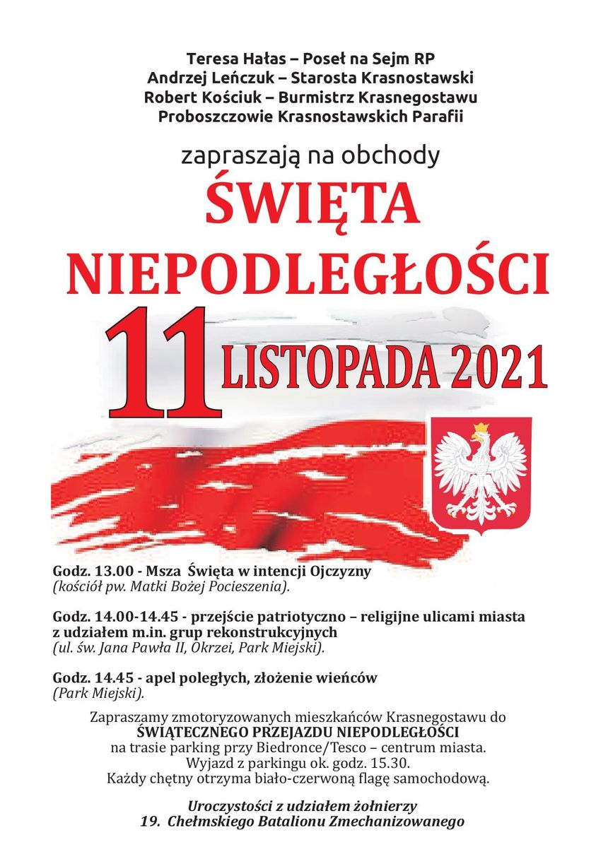 Program obchodów Narodowego Święta Niepodległości w miastach naszego regionu