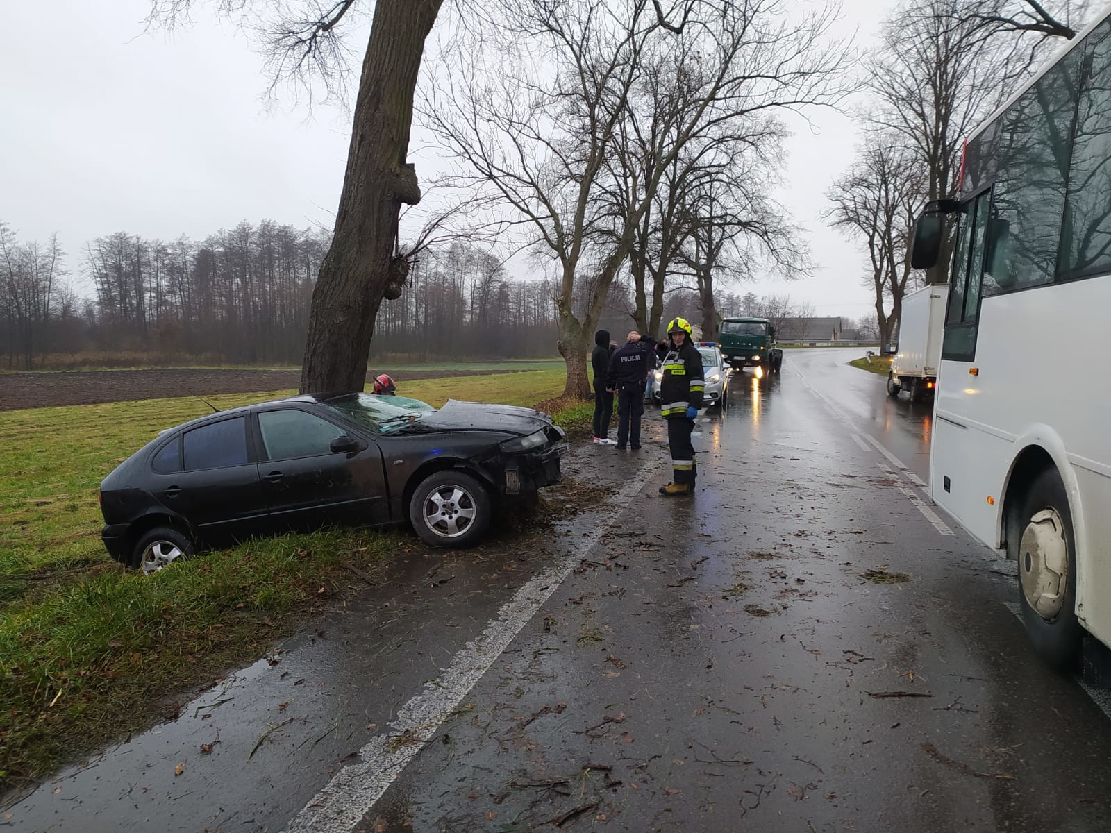 Seat wypadł z drogi i uderzył bokiem w drzewo (zdjęcia)