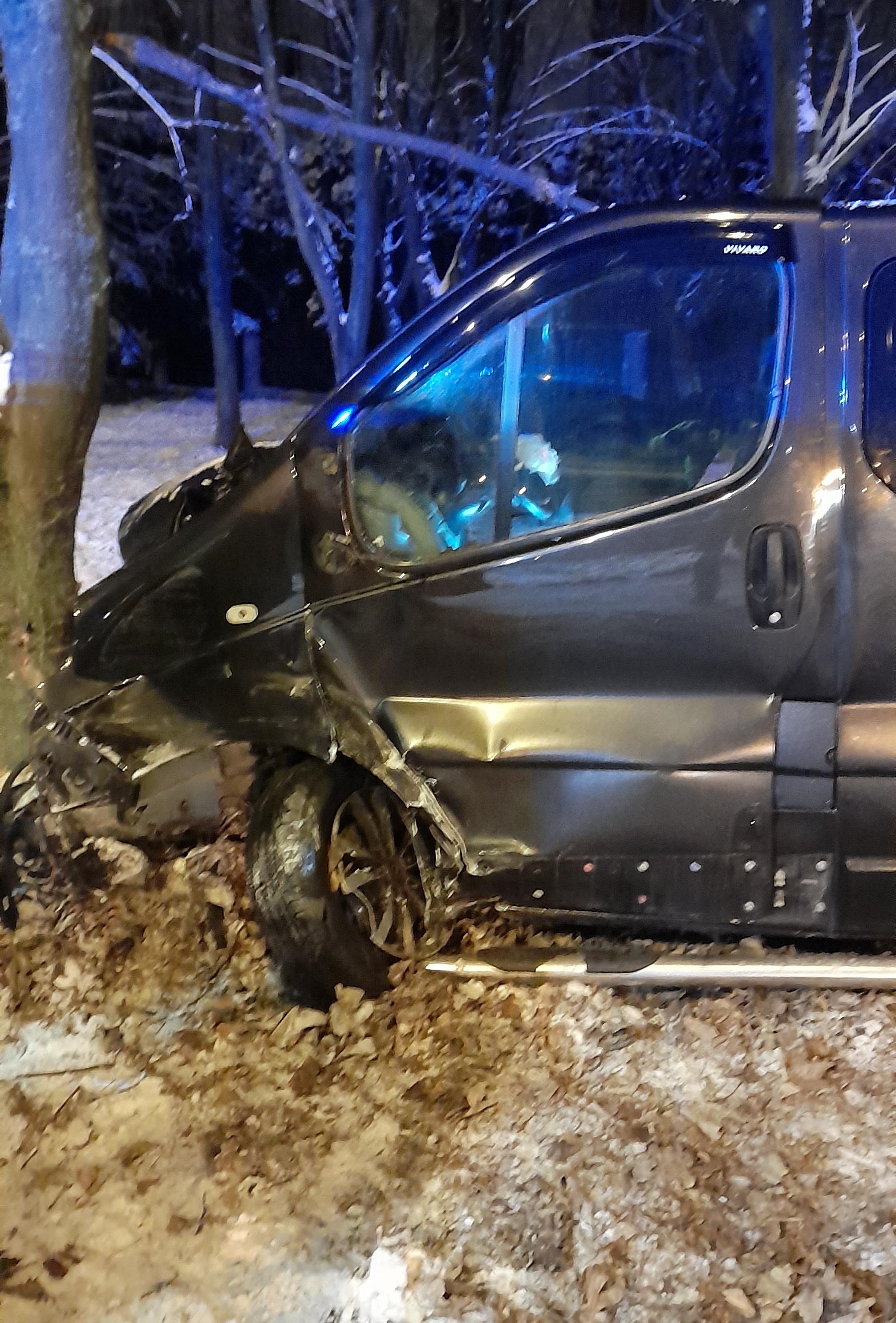 Opel uderzył w drzewo, w aucie był pijany mężczyzna. Zapewniał, że kierowca uciekł (zdjęcia)